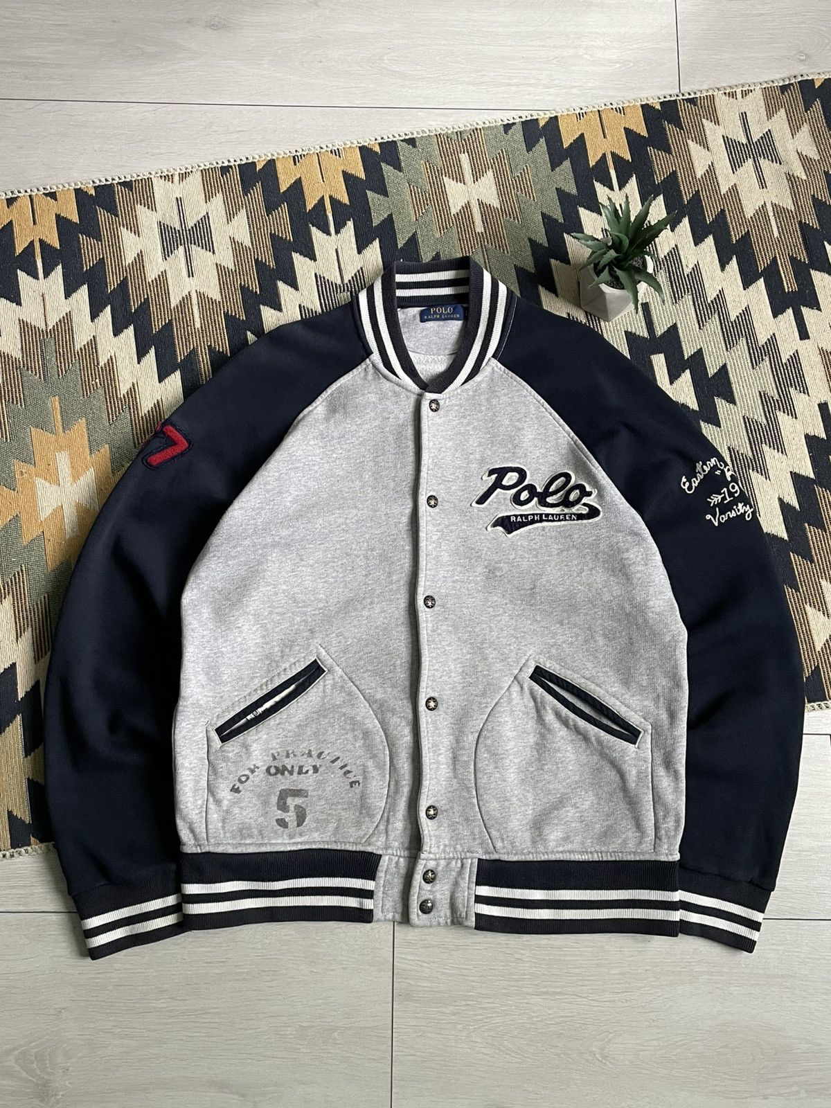 Vintage Vintage Polo Ralph Lauren Sript Y2K Varsity Bomber Jacket Size US L / EU 52-54 / 3 - 1 Thumbnail