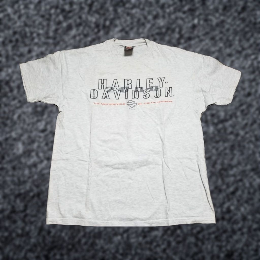 Harley Davidson VINTAGE Harley Davidson T-Shirt XL Mens Space 2000 Double-Sided Logo Graphic Back Transfer Lakeland FL R.K. Stratmen Size US XL / EU 56 / 4 - 1 Thumbnail