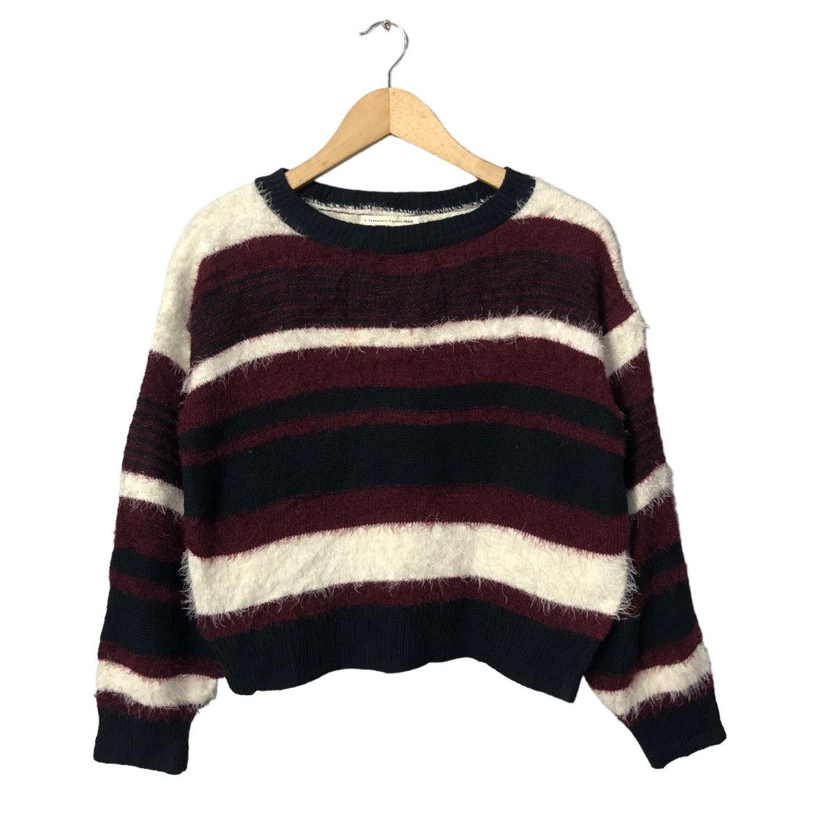 Aran Isles Knitwear Vtg E Hyphen World Gallery Striped Mohair Crop Top Knitwear Size M / US 6-8 / IT 42-44 - 1 Thumbnail