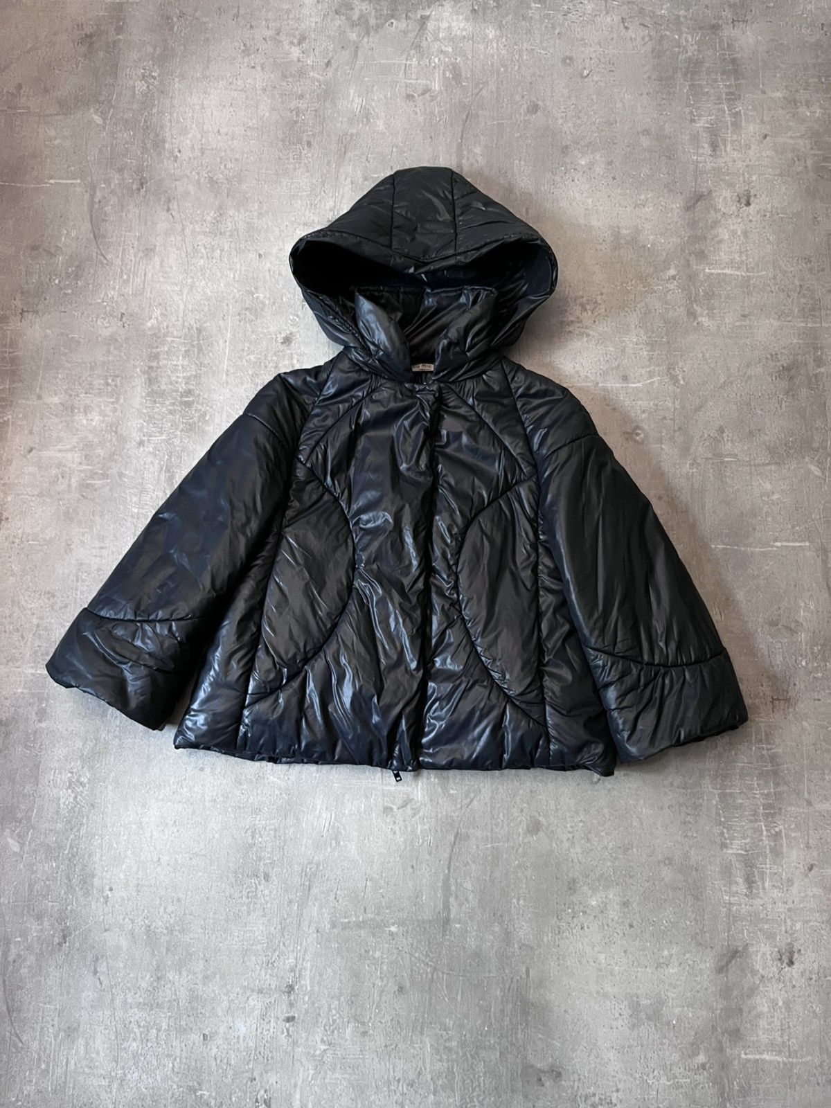 Miu Miu down jacket puffer 3/4 sleeves black