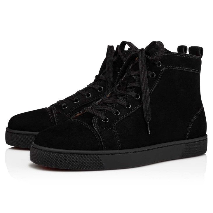 Christian Louboutin スエード ハイトップ スニーカー ルイ ロゴ Christian Louboutin 美品○クリスチャンルブタン TOP RUI