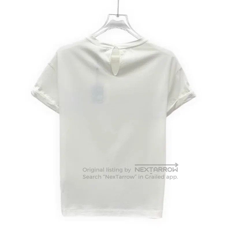 Brunello Cucinelli Brunello Cucinelli White Striped Beaded Cotton Short Sleev Size XS / US 0-2 / IT 36-38 - 2 Thumbnail