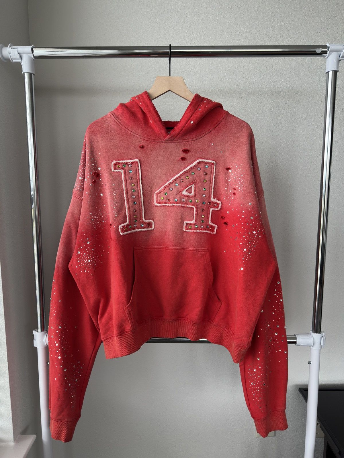 Vale Vale 14 Rhinestone Hoodie Red Size US XL / EU 56 / 4 - 1 Thumbnail