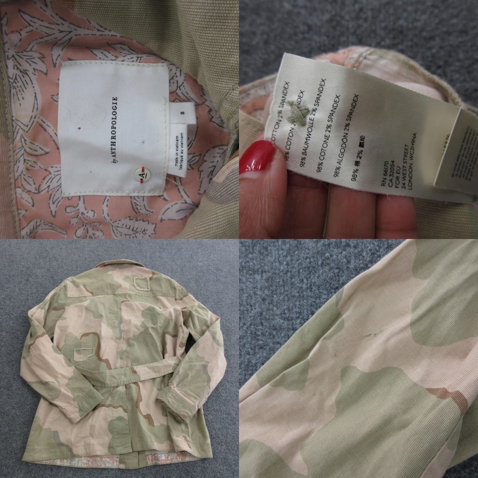 Anthropologie Anthropologie Jacket Womens Small Camo Twill Belted Military Lined Pockets Size S / US 4 / IT 40 - 8 Thumbnail