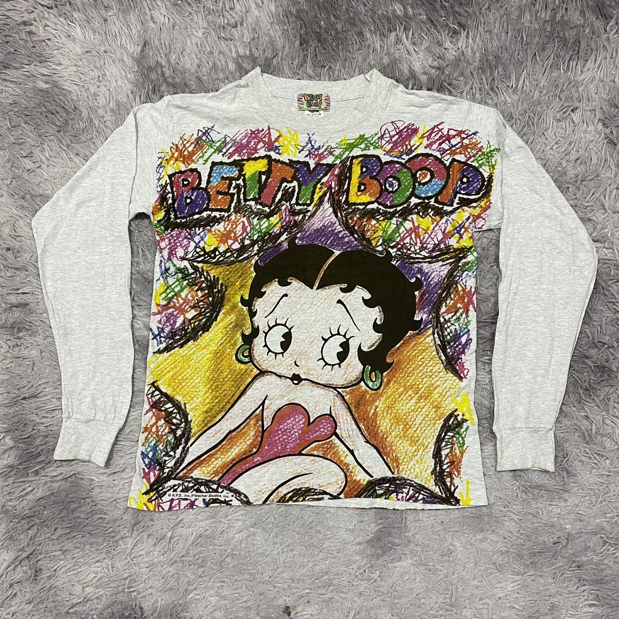 Rare!!! Vintage 90s BETTY BOOP Fullprint Overprint Tshirt store Size L