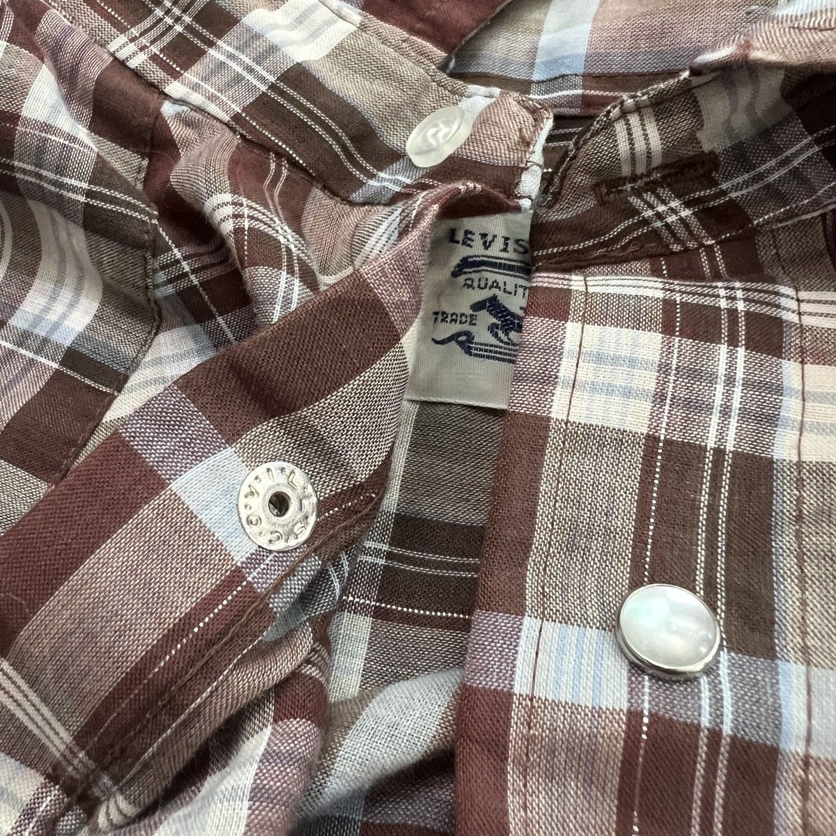 Levi's Vintage 70s White Tag Levi’s Plaid Western Button Up Shirt Size US XL / EU 56 / 4 - 12 Thumbnail