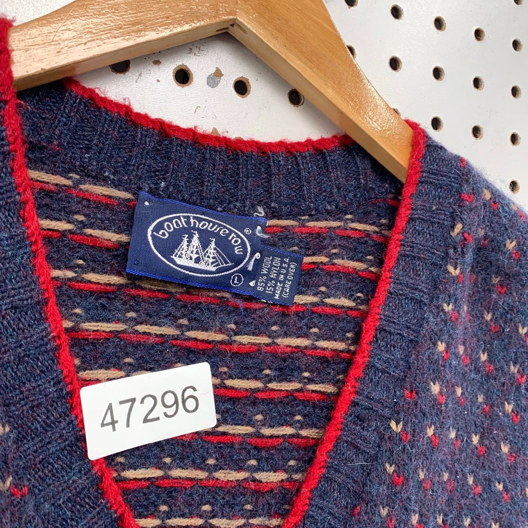 Vintage VINTAGE Boat House Row Mens Large Blue Wool Vest Sweater Knit - Birdeye Knit Vest USA Theme, US Size US L / EU 52-54 / 3 - 3 Thumbnail