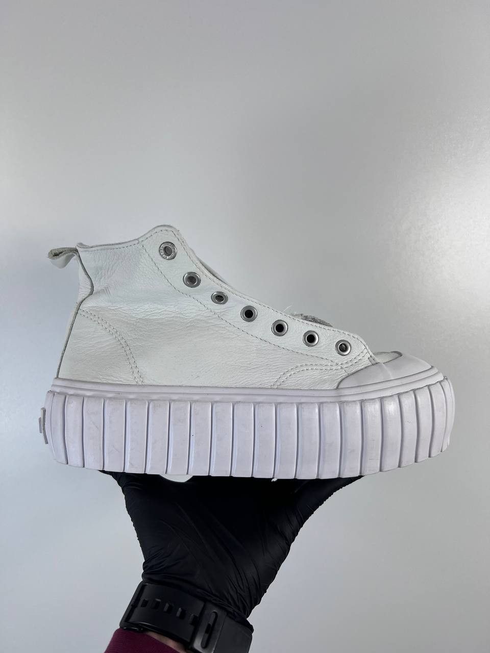 Diesel Diesel S-Athene Mid X White Leather Platform Womens Size 38 Size US 7 / IT 37 - 2 Thumbnail