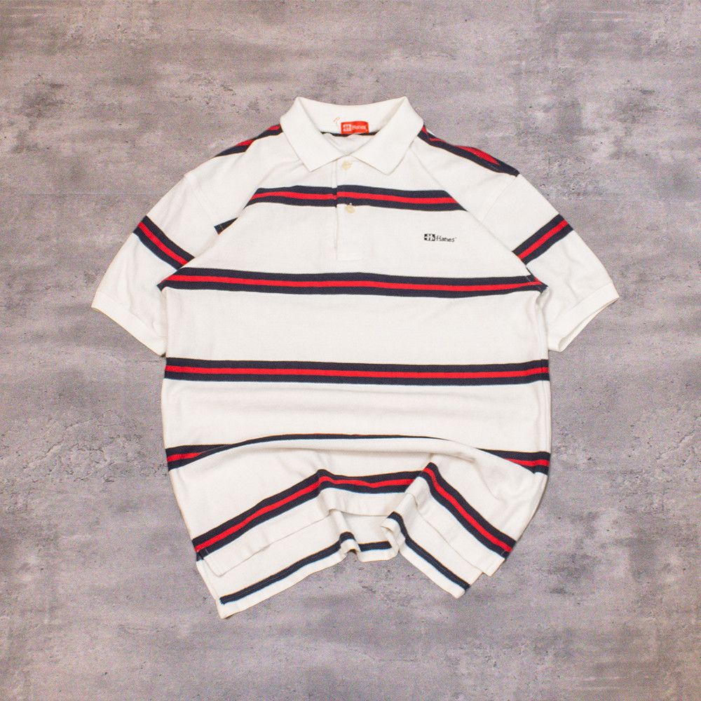 Hanes Vintage VTG 1990's 90's Hanes Stripped Polo Shirt Size US M / EU 48-50 / 2 - 1 Thumbnail