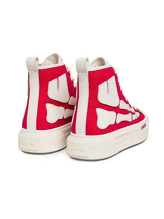 Amiri os11x0326 Skel Court High-Top Sneakers in Red/White Size US 9 / EU 42 - 3 Thumbnail