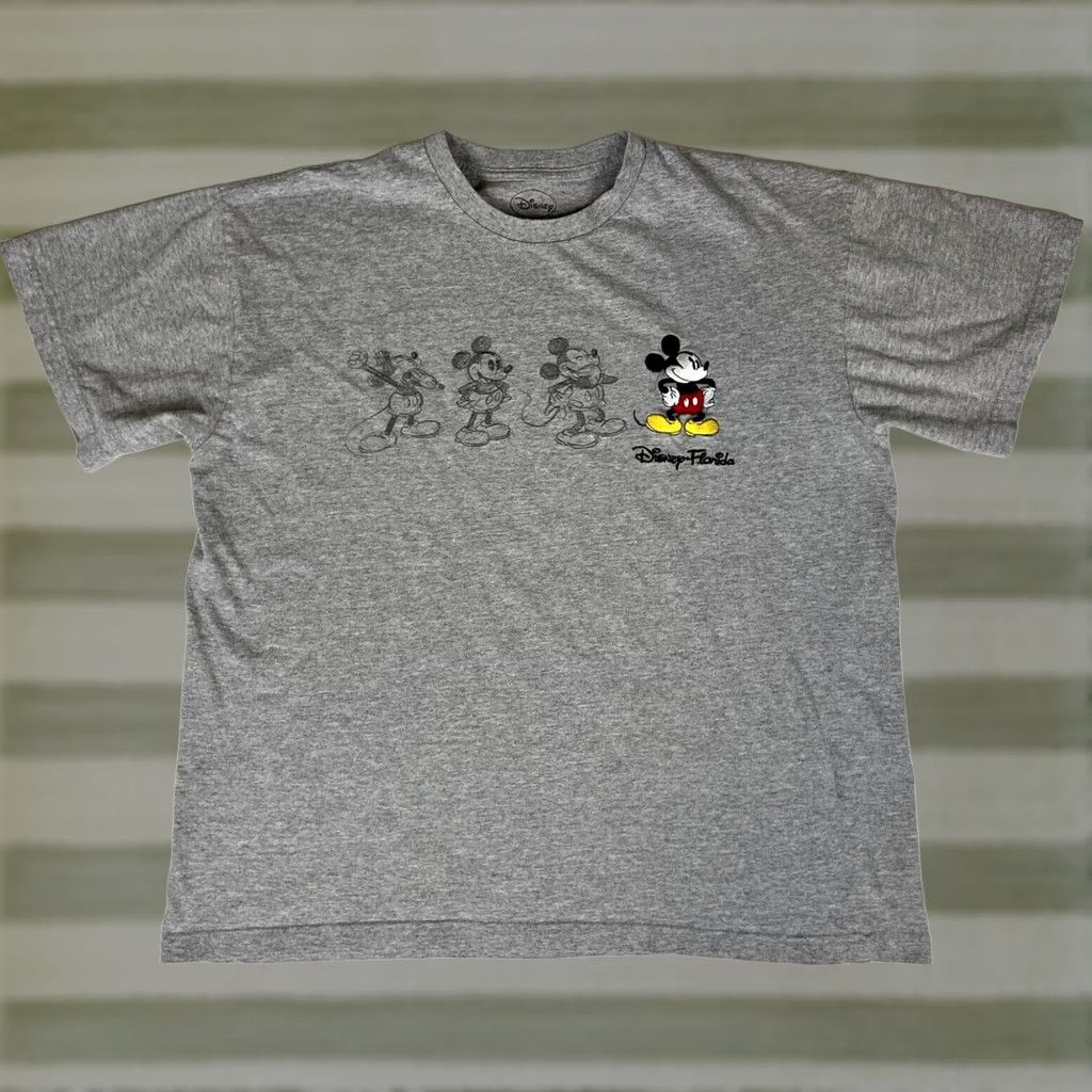 Disney Disney Mickey Mouse Florida Unisex Adult T-Shirt XL Gray Embroidered Cotton Blend Crew Neck Short Sleeve Size US XL / EU 56 / 4 - 1 Thumbnail
