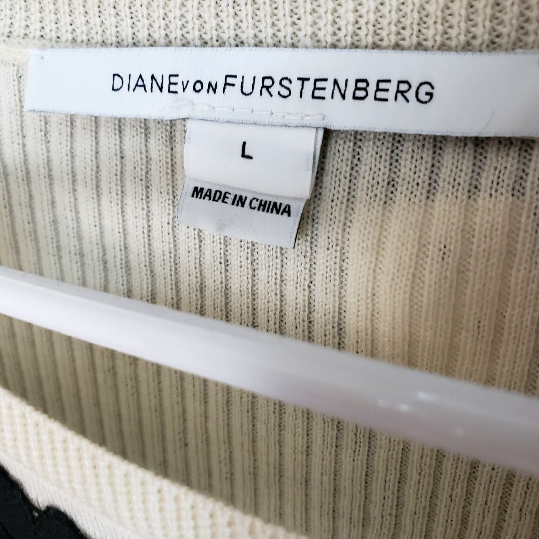 Diane von Furstenberg Diane von Furstenburg Womens Shara Applique Sweater Sz Large Ivory Wool Size L / US 10 / IT 46 - 6 Thumbnail