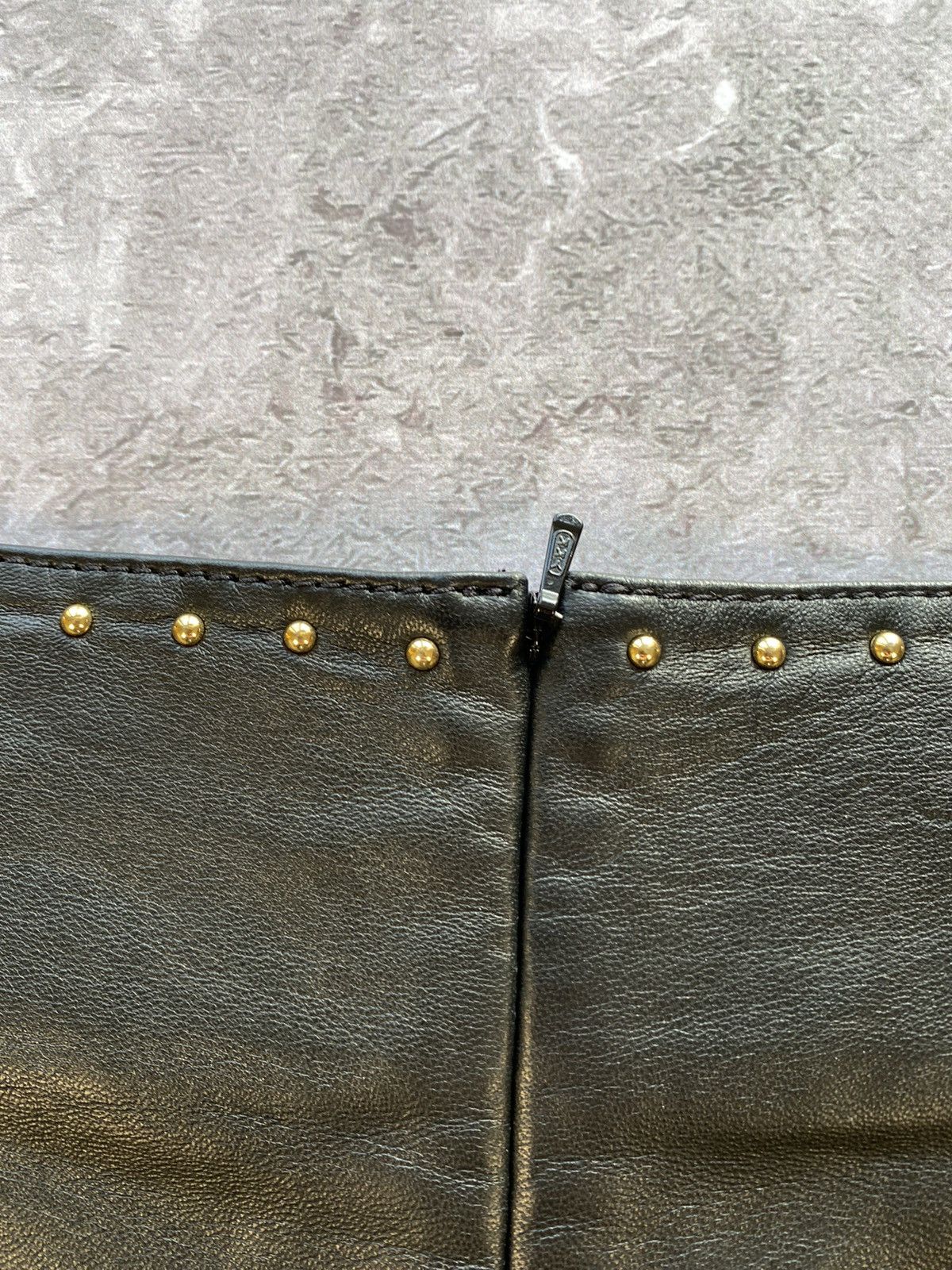 Karen Millen × Leather Karen Millen Fine Leather Stupped Waistband A-Line Skirt Size 32" / US 10 / IT 46 - 12 Thumbnail