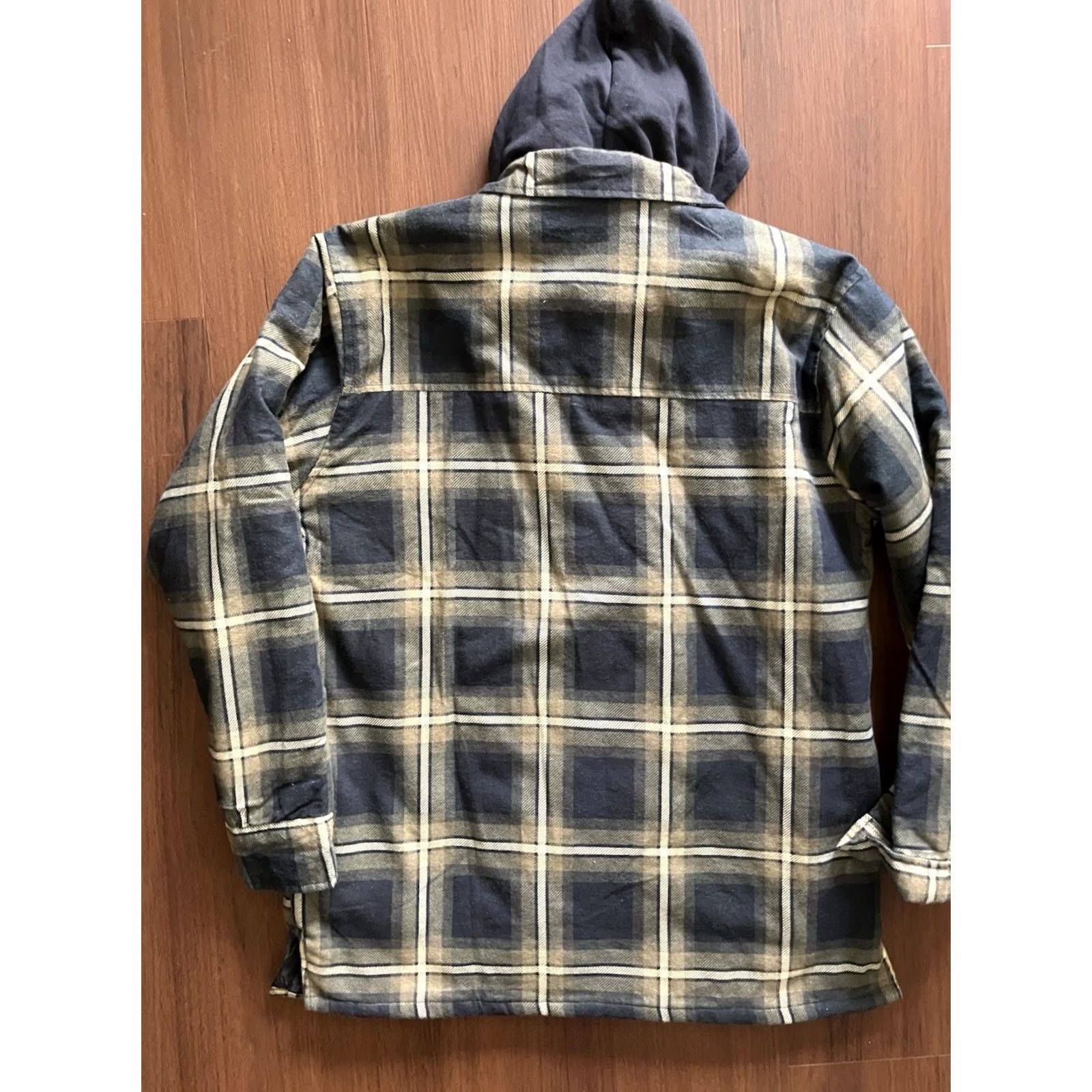 Bugle Boy VINTAGE Bugle Boy Plaid Quilted Lined Flannel Shirt Jacket Zip Hoodie M Mens Shacket Size US M / EU 48-50 / 2 - 3 Thumbnail