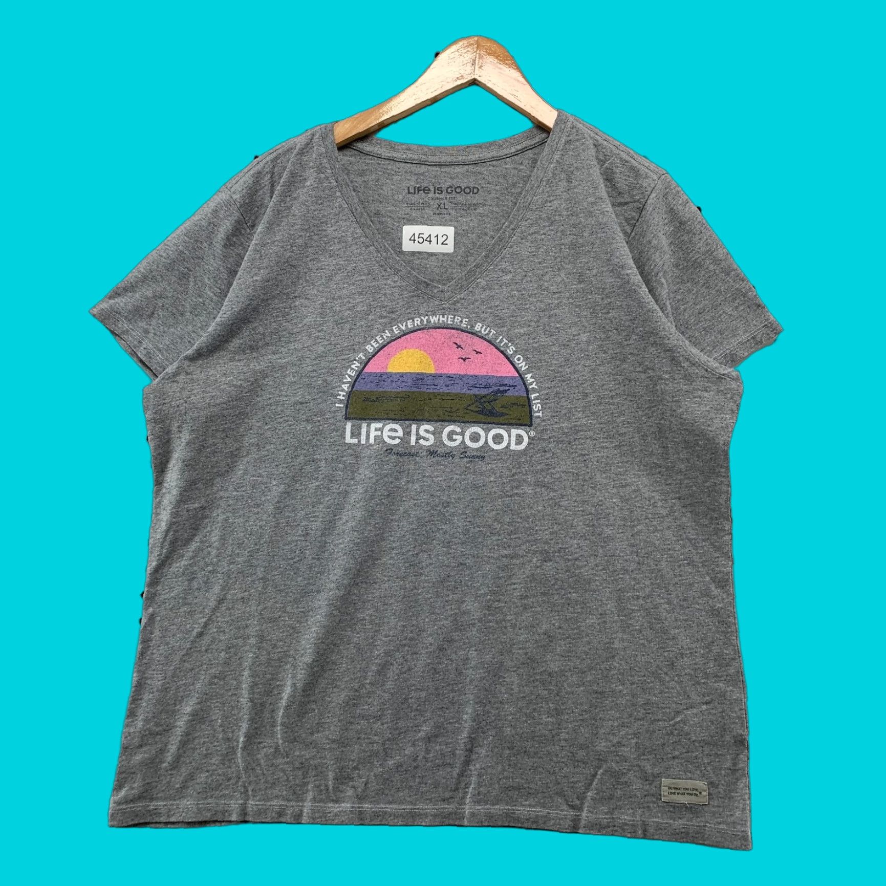 Life is Good Life Is Good Shirt Womens XL Gray Beach Outdoor Sunrise Sunset Crusher Tee Size XL / US 12-14 / IT 48-50 - 1 Thumbnail