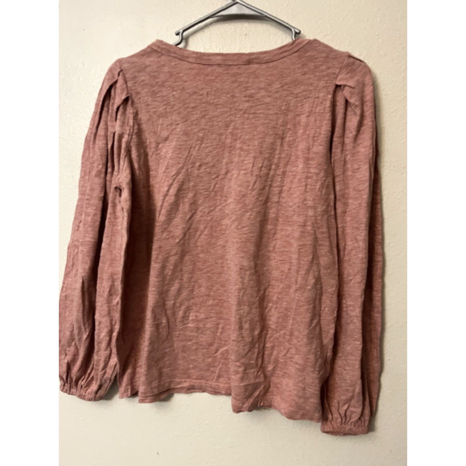 Loft LOFT Pink Puff Sleeve Crew Neck Blouse M Women Long Sleeve Stretch Top Size M / US 6-8 / IT 42-44 - 3 Thumbnail