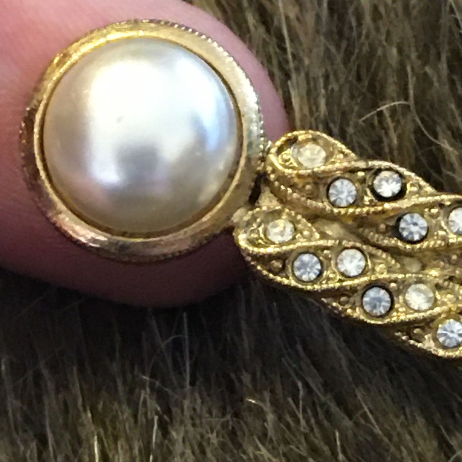 Jewelry Vintage 80s 1928 faux pearl rhinestone brooch pin Size ONE SIZE - 3 Thumbnail