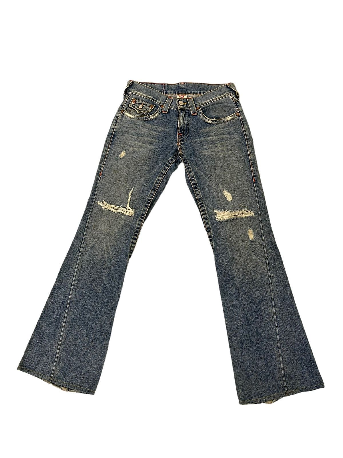 Japanese Brand Flare Jeans True Religion USA Distress Boot Cut 8🟦2 Size US 30 / EU 46 - 2 Thumbnail