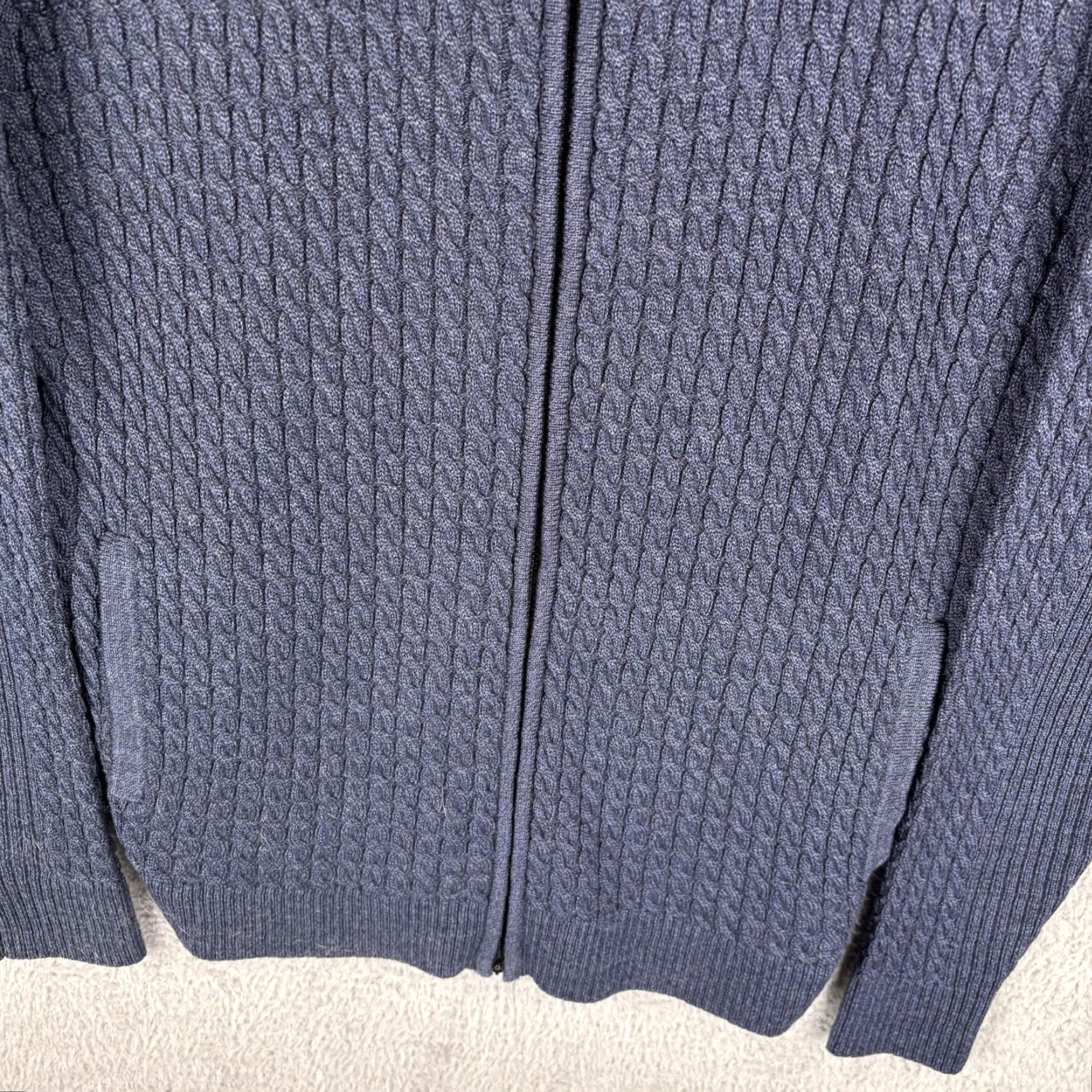 Cutter & Buck Cutter & Buck Sweater Mens Large Blue Merino Wool Full Zip Cable Knit 100% Wool Heavy Mens Size US L / EU 52-54 / 3 - 3 Thumbnail