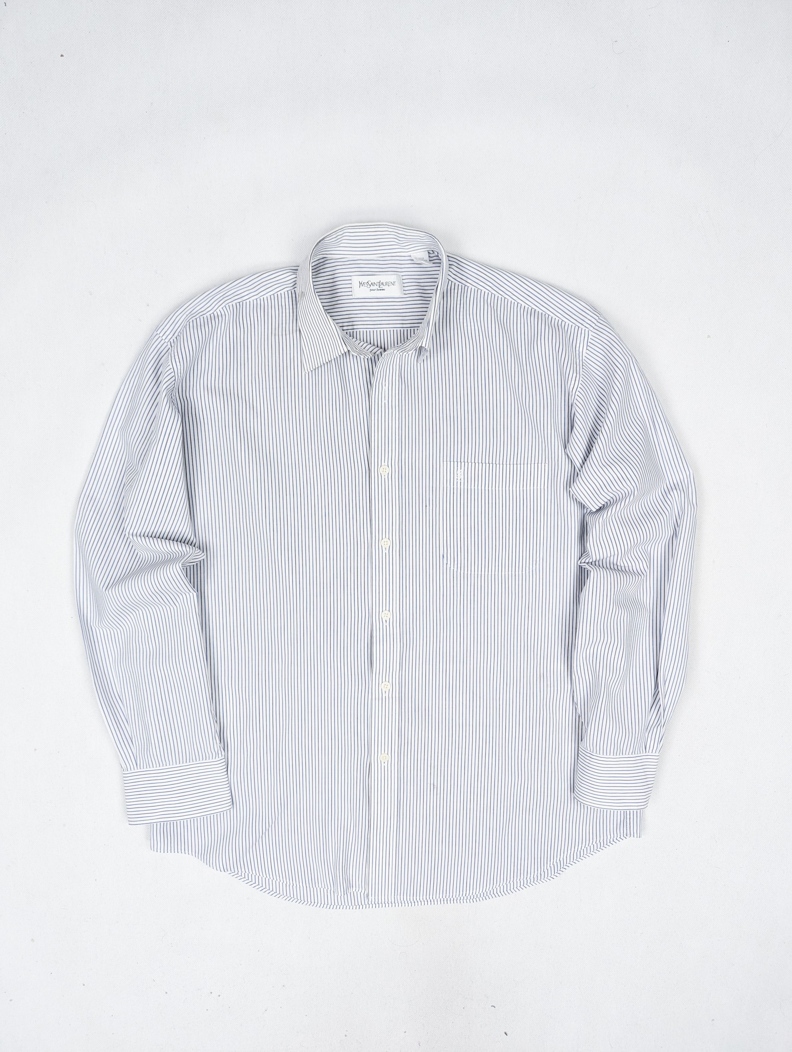 Yves Saint Laurent Yves Saint Laurent shirt white blue M Size US M / EU 48-50 / 2 - 1 Thumbnail