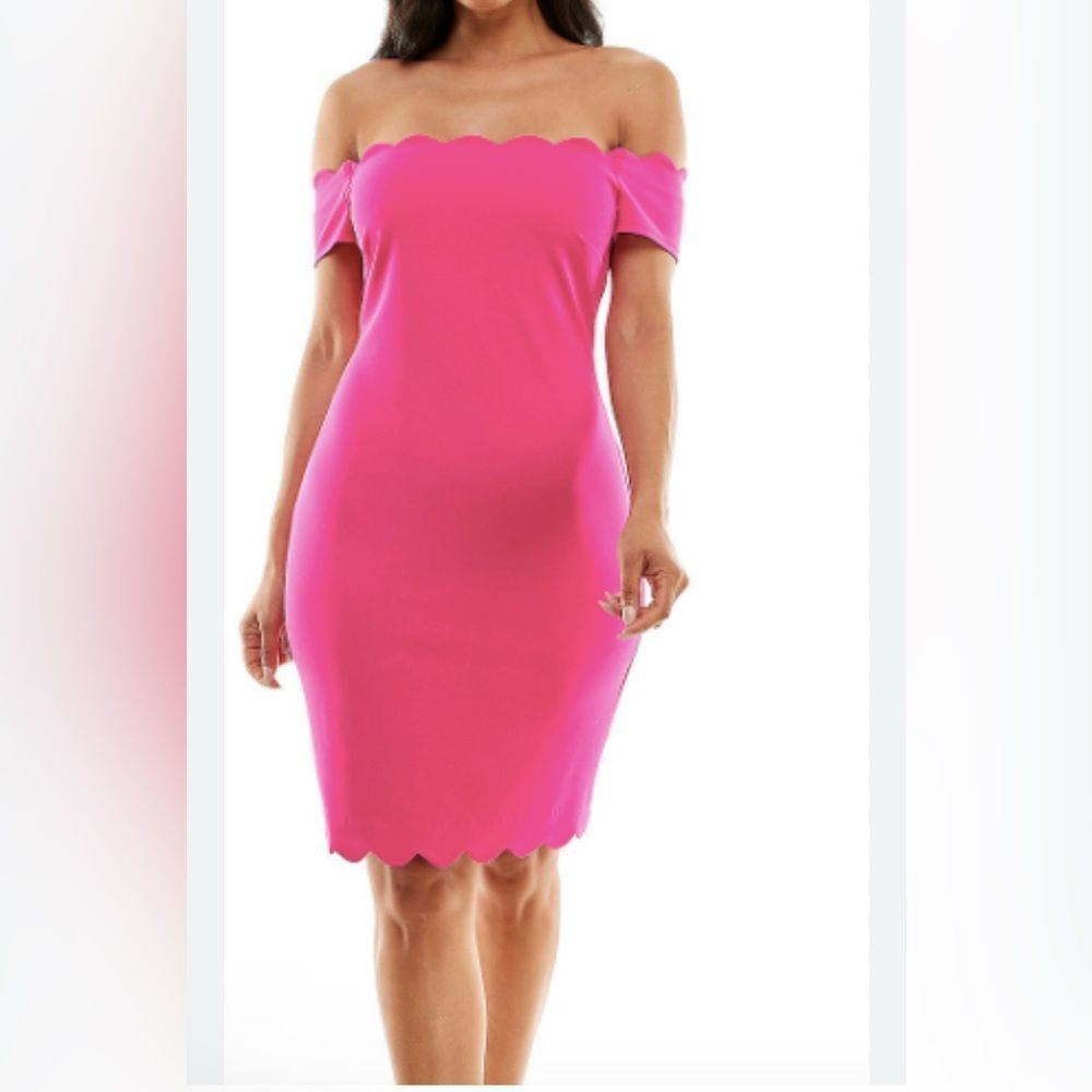 Other Pink Puff Sleeve Bodycon Midi Dress Size XL / US 12-14 / IT 48-50 - 1 Thumbnail