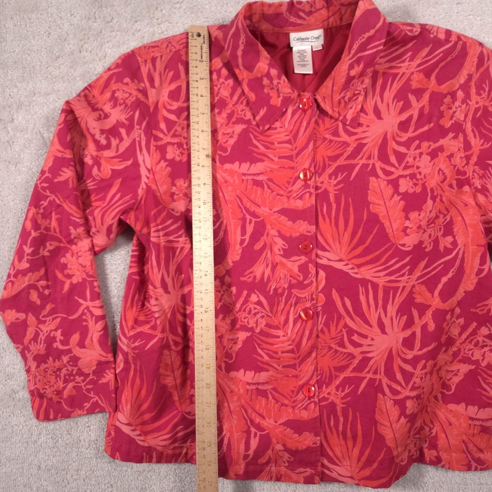 Coldwater Creek Coldwater Creek Shirt Womens L Pink Floral Tropical Button Front Lined Top Size L / US 10 / IT 46 - 6 Thumbnail