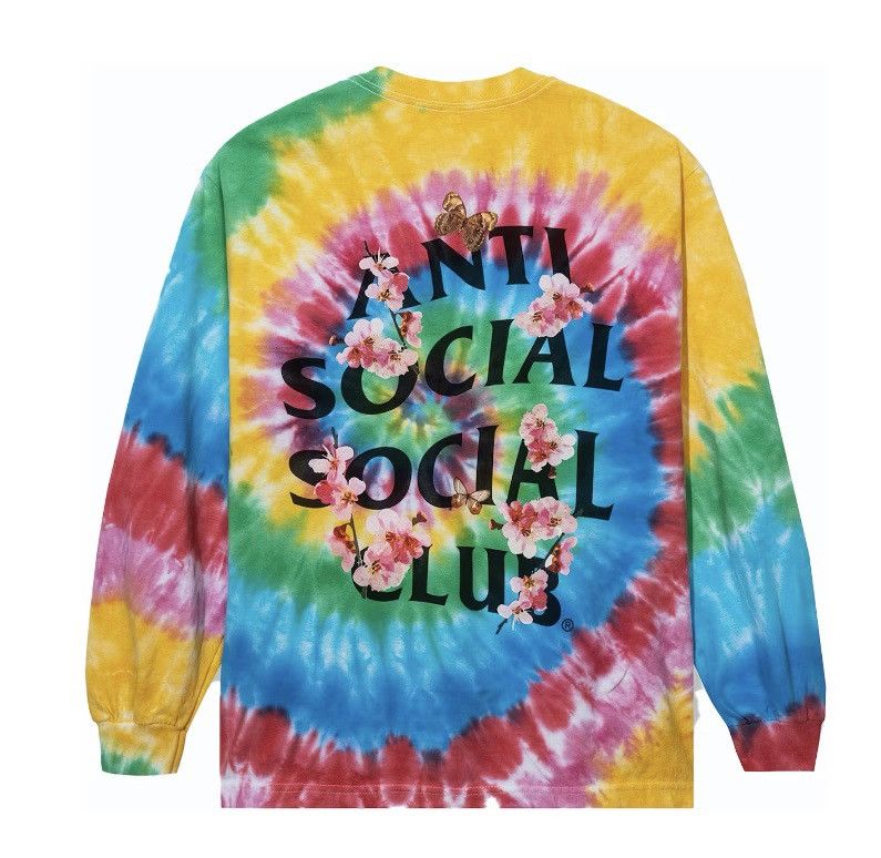 Image of Anti Social Social Club Anti Social Club Assc Kkoch Long Sleeve Tie Dye Small in Rainbow, Women's