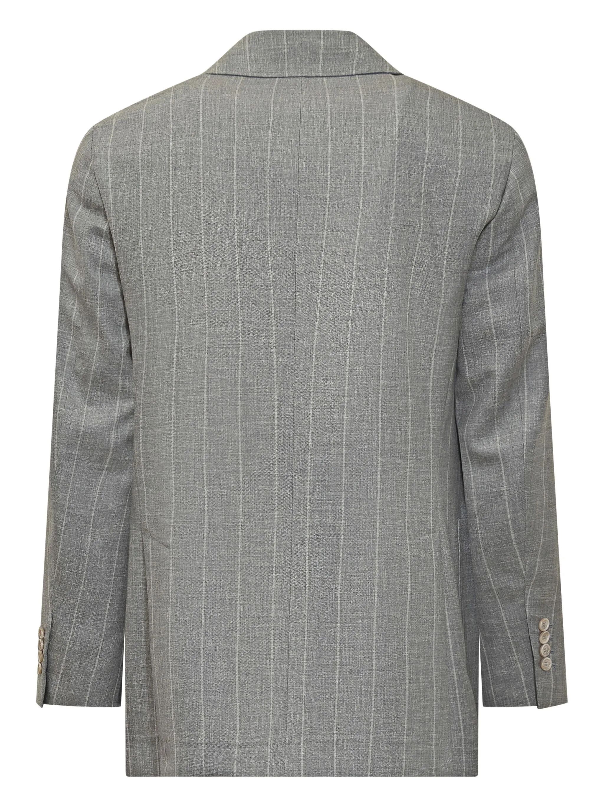 Brunello Cucinelli o1y0526 Double-breasted Blazer in Gray/White Size US L / EU 52-54 / 3 - 2 Thumbnail