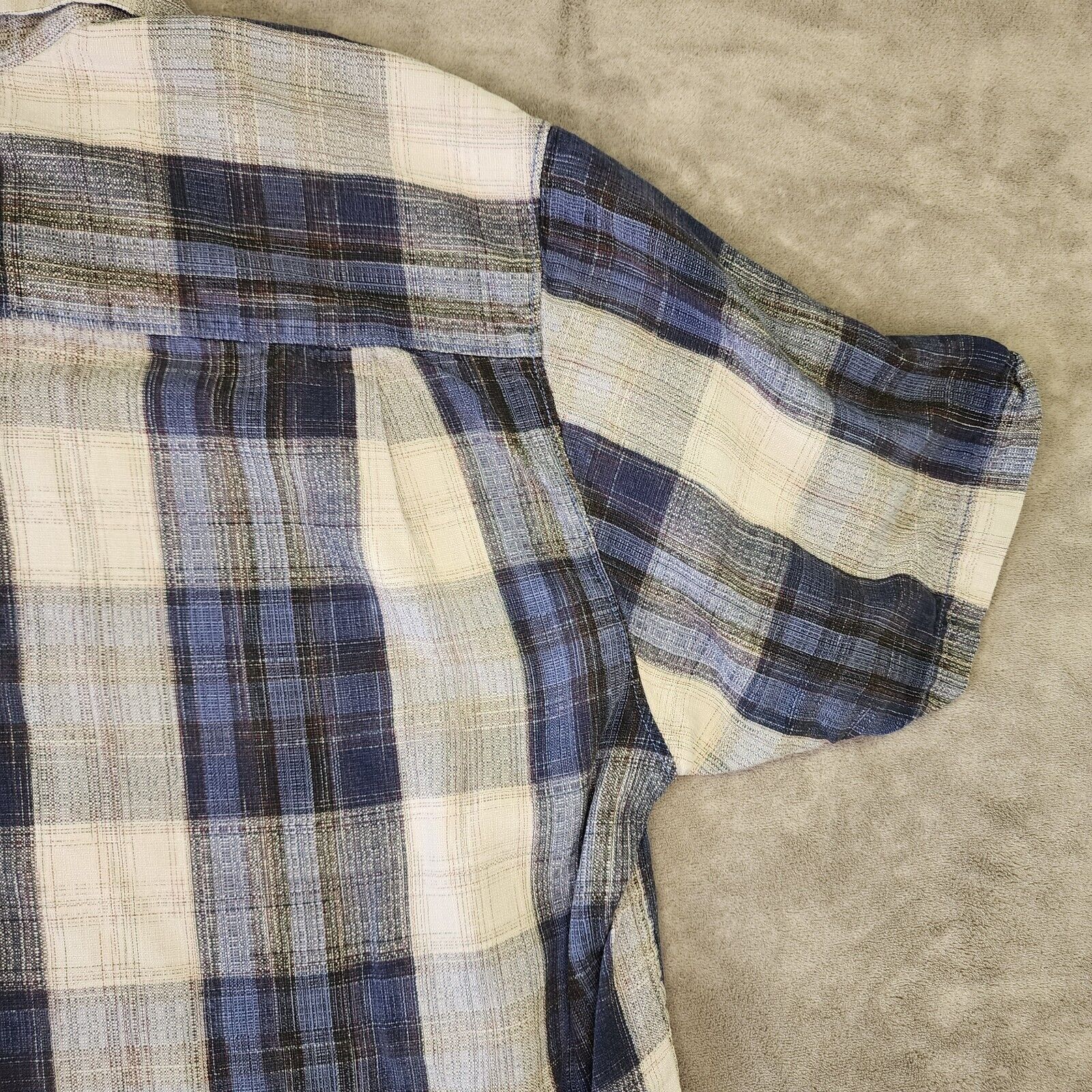 Tommy Bahama Tommy Bahama Mens XL Blue Silk Plaid Short Sleeve Camp Shirt Size US XL / EU 56 / 4 - 9 Thumbnail