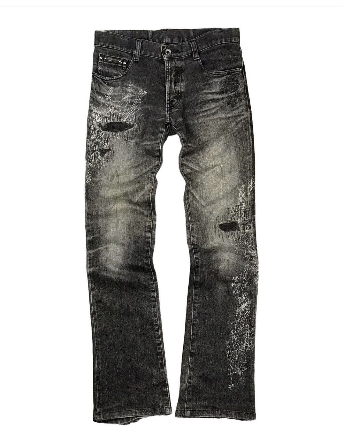 image of 5351 Pour Les Hommes 5351 Pourles Homme Denim Distressed Flared Pants in Black, Men's (Size 30)