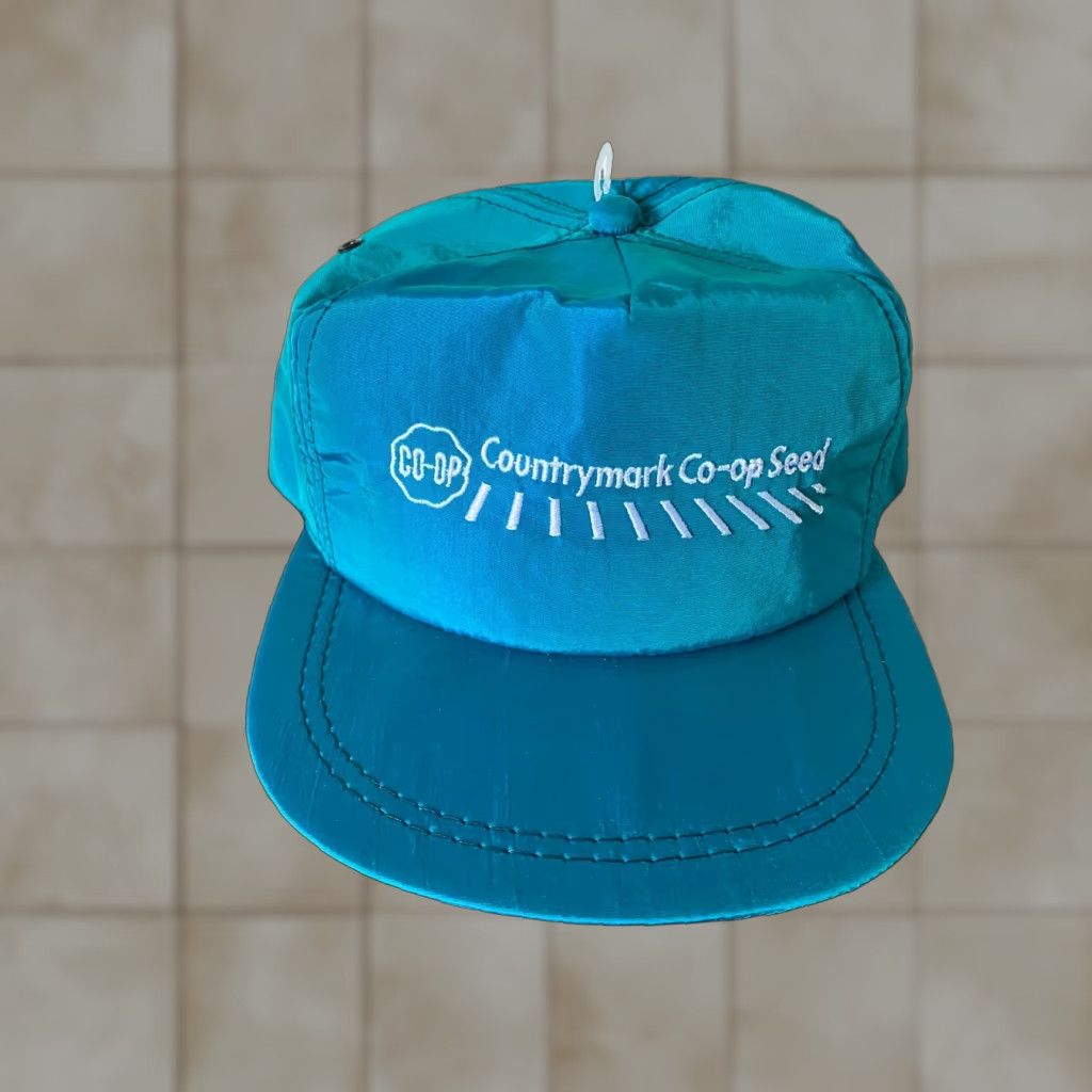 Vintage K-Products Countrymark Co-op Seed Blue Satin Cap Hat Truckera Casual Mens Adjustable Blue Satin Cap Hart? Size ONE SIZE - 1 Thumbnail