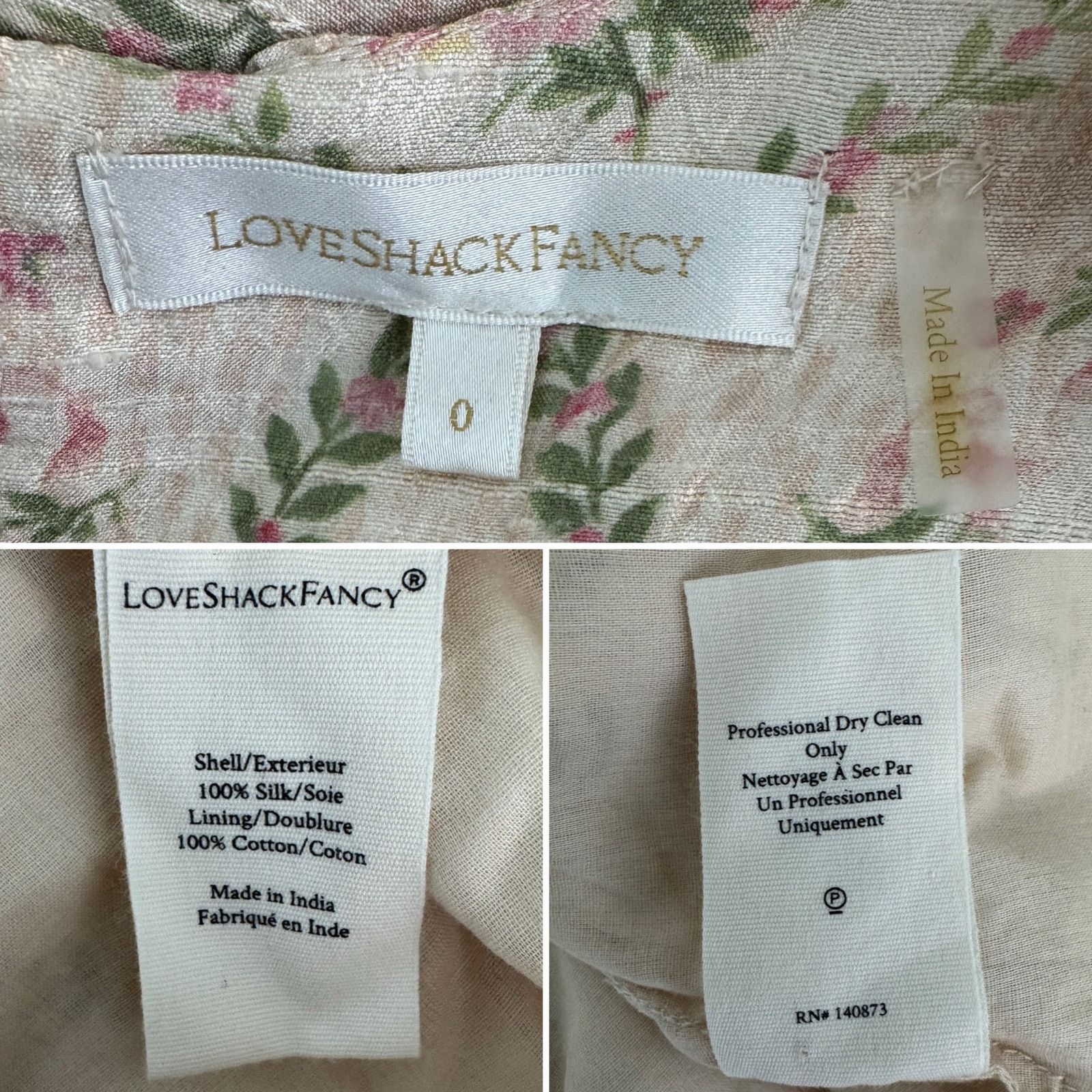 LoveShackFancy LoveShackFancy Pearla Floral Silk Mini Dress rose Size 0 Size XS / US 0-2 / IT 36-38 - 11 Thumbnail