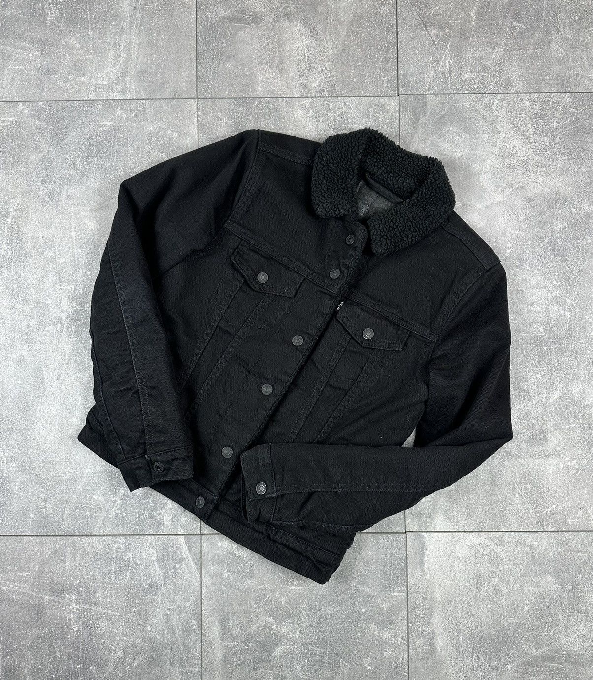 Levi's Levis Denim Sherpa Trucker Black Label Jacket Size XS / US 0-2 / IT 36-38 - 1 Thumbnail