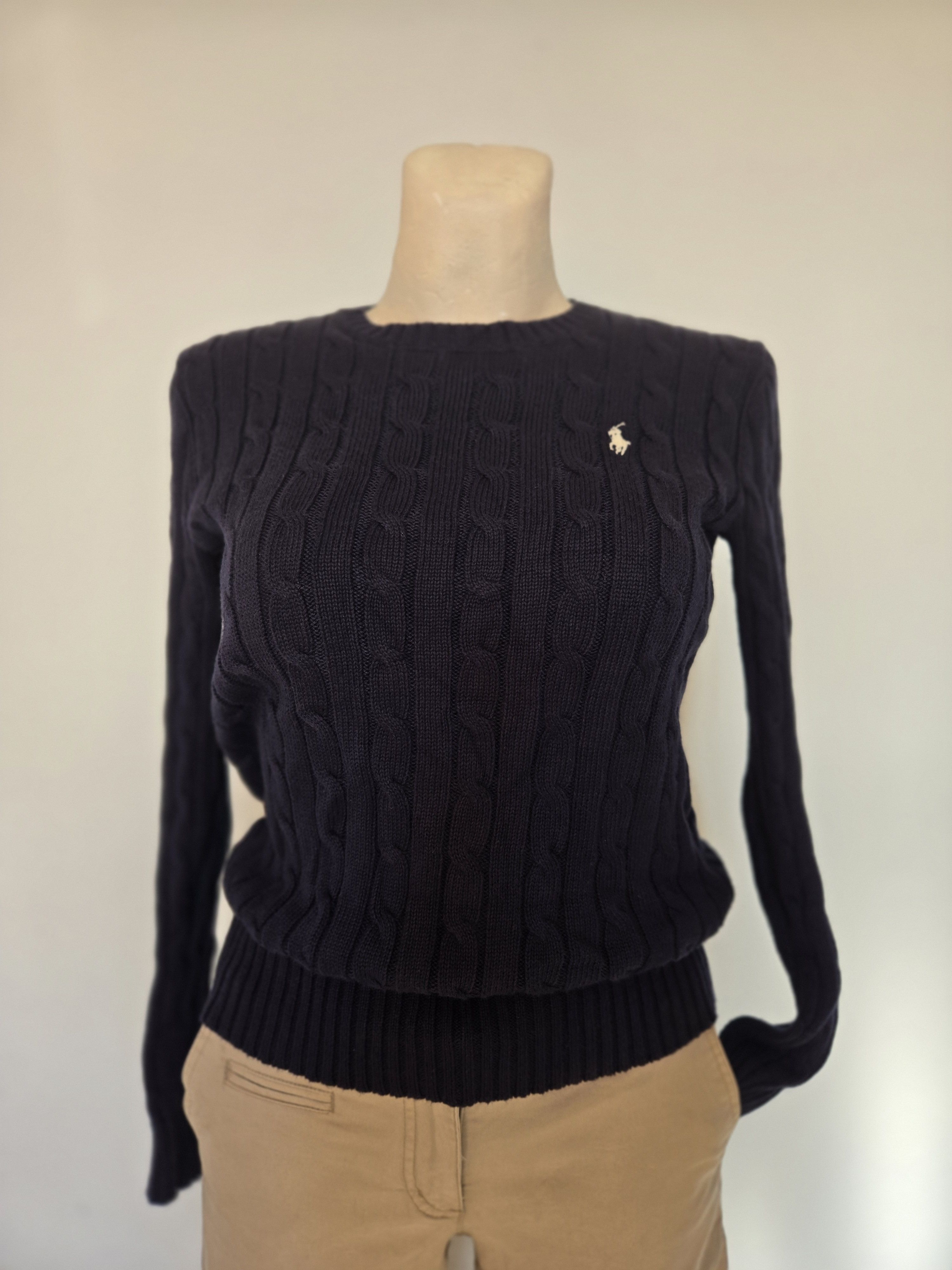 Ralph Lauren POLO RALPH LAUREN | Navy Blue Cable Knit Sweater XS Size XS / US 0-2 / IT 36-38 - 2 Thumbnail