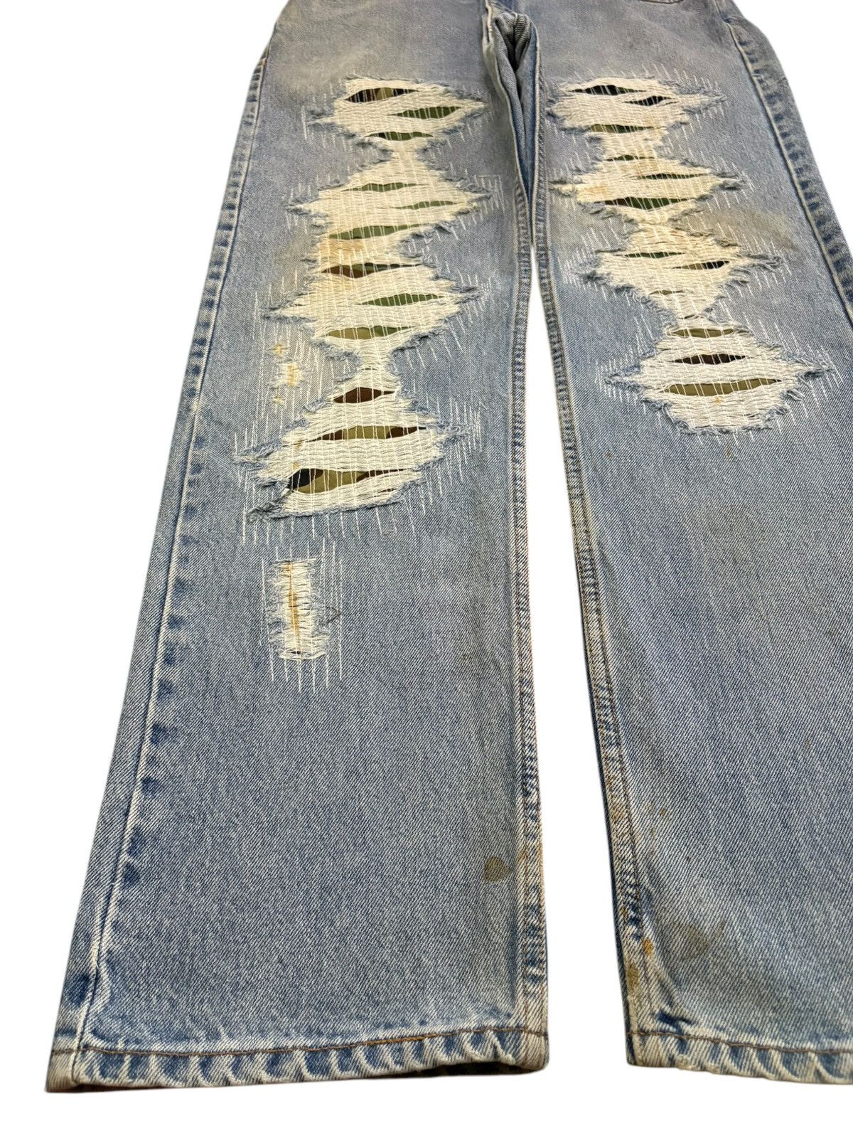 Levi's Vintage 90s Levis 505 Sashiko Mud Wash Distress Loose Jeans Size US 34 / EU 50 - 6 Thumbnail