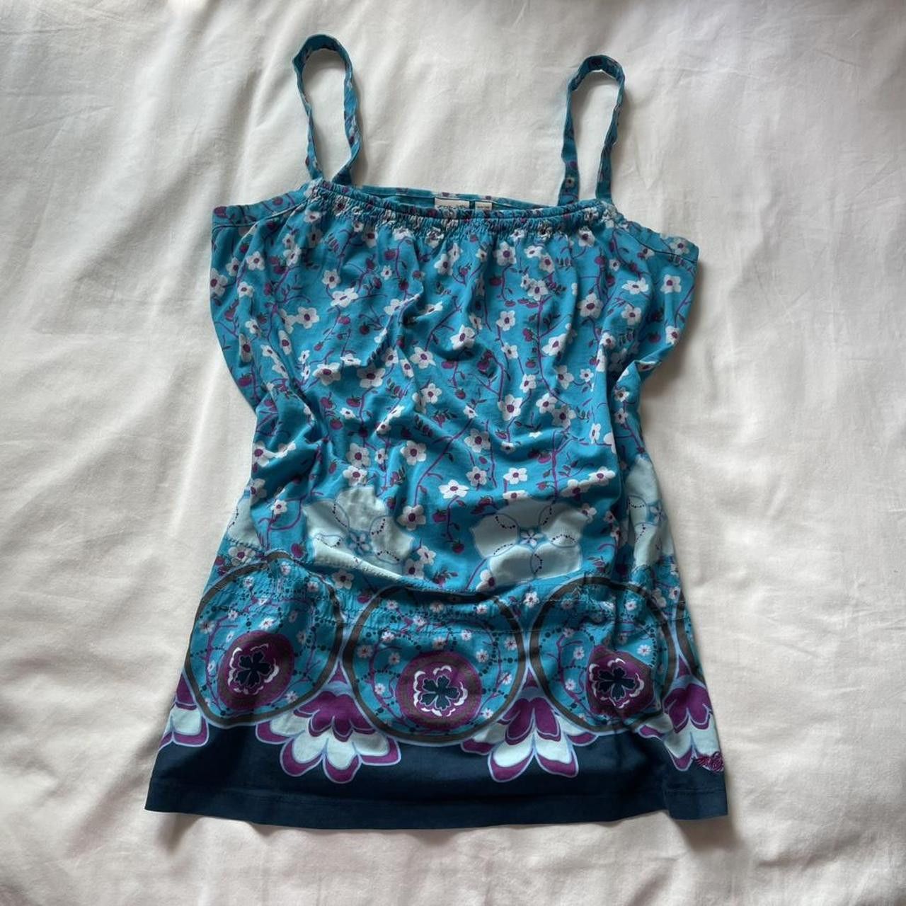 Esprit 2000s Esprit blue floral and apple print tank top Size L / US 10 / IT 46 - 1 Thumbnail