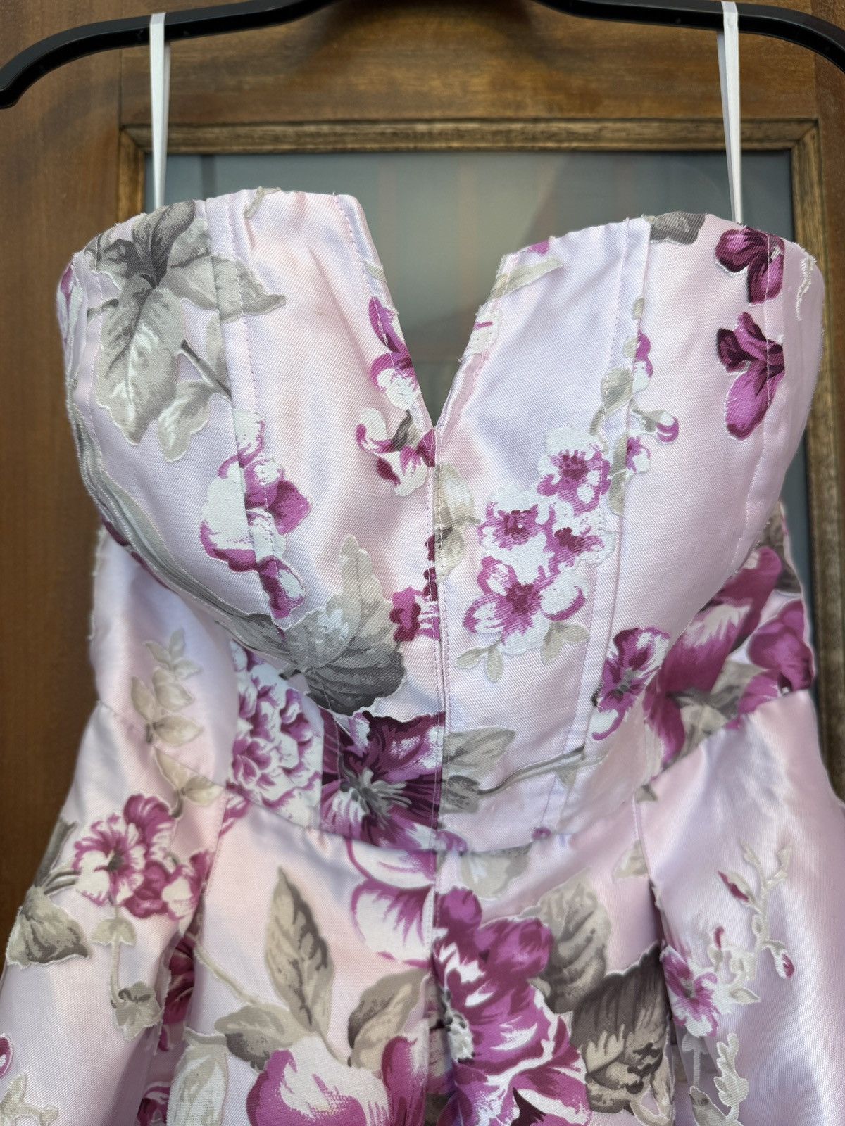 Anthropologie BHLDN Anthropologie Merritt Purple Floral Strapless Gown Size L / US 10 / IT 46 - 5 Thumbnail