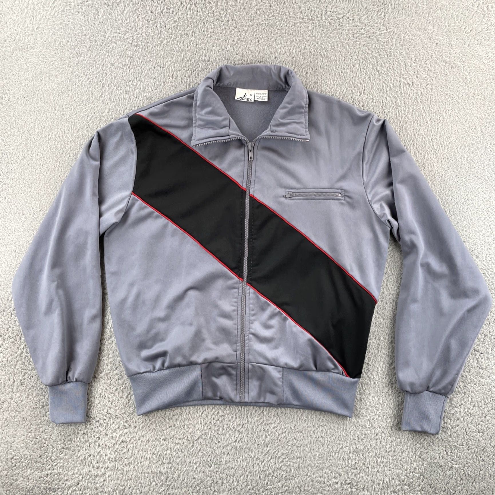 Jockey VINTAGE Jockey Men’s Medium Track Jacket Polyester 80s 90s Sopranos Style Silver Jacket Mens Medium Track Suit Jacket Size 40R - 2 Thumbnail