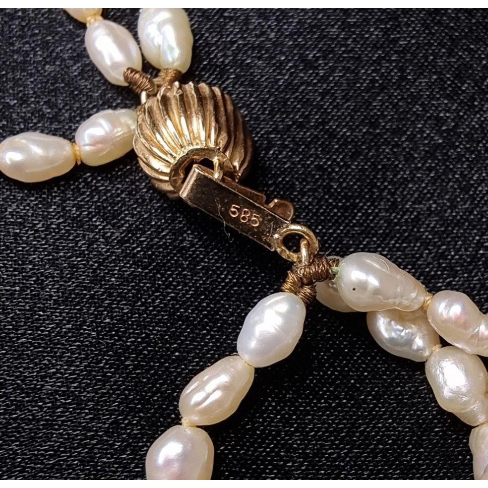 Vintage 14K Gold Freshwater Pearl Triple Strand Necklace