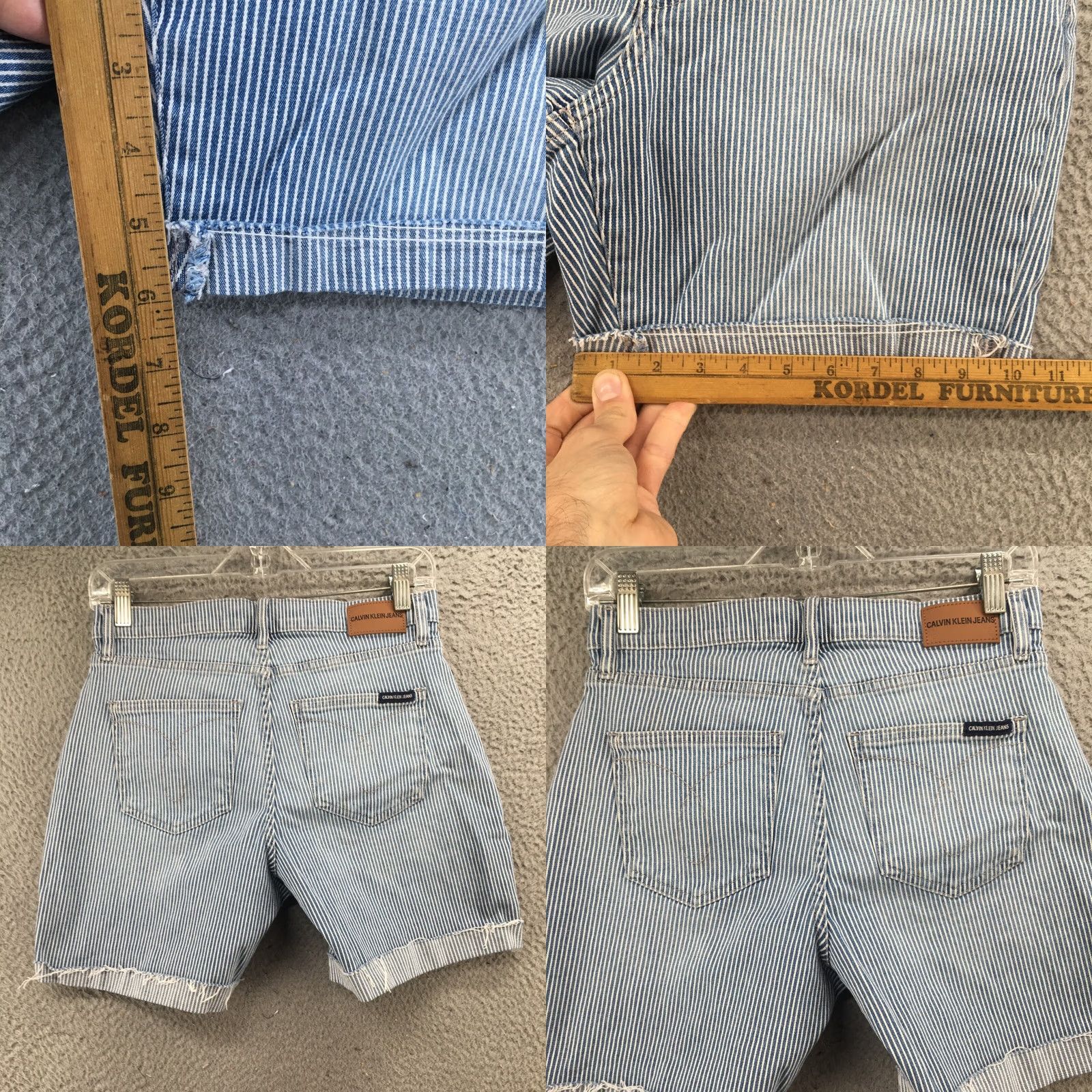 Calvin Klein Calvin Klein Bermuda Shorts Womens 4 Blue Denim Striped Cuffed Zip Shorts Bermuda Blue Denim CK Womens 4 (Actual 28X6) Size 27" / US 4 / IT 40 - 8 Thumbnail