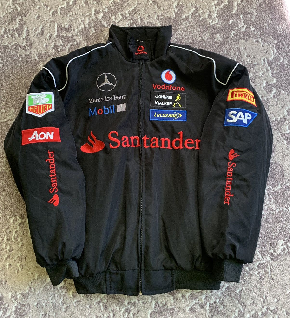 image of Mercedes Benz x Racing Mercedes-Benz West Mclaren F1 Racing Jacket in Black, Men's (Size 2XL)