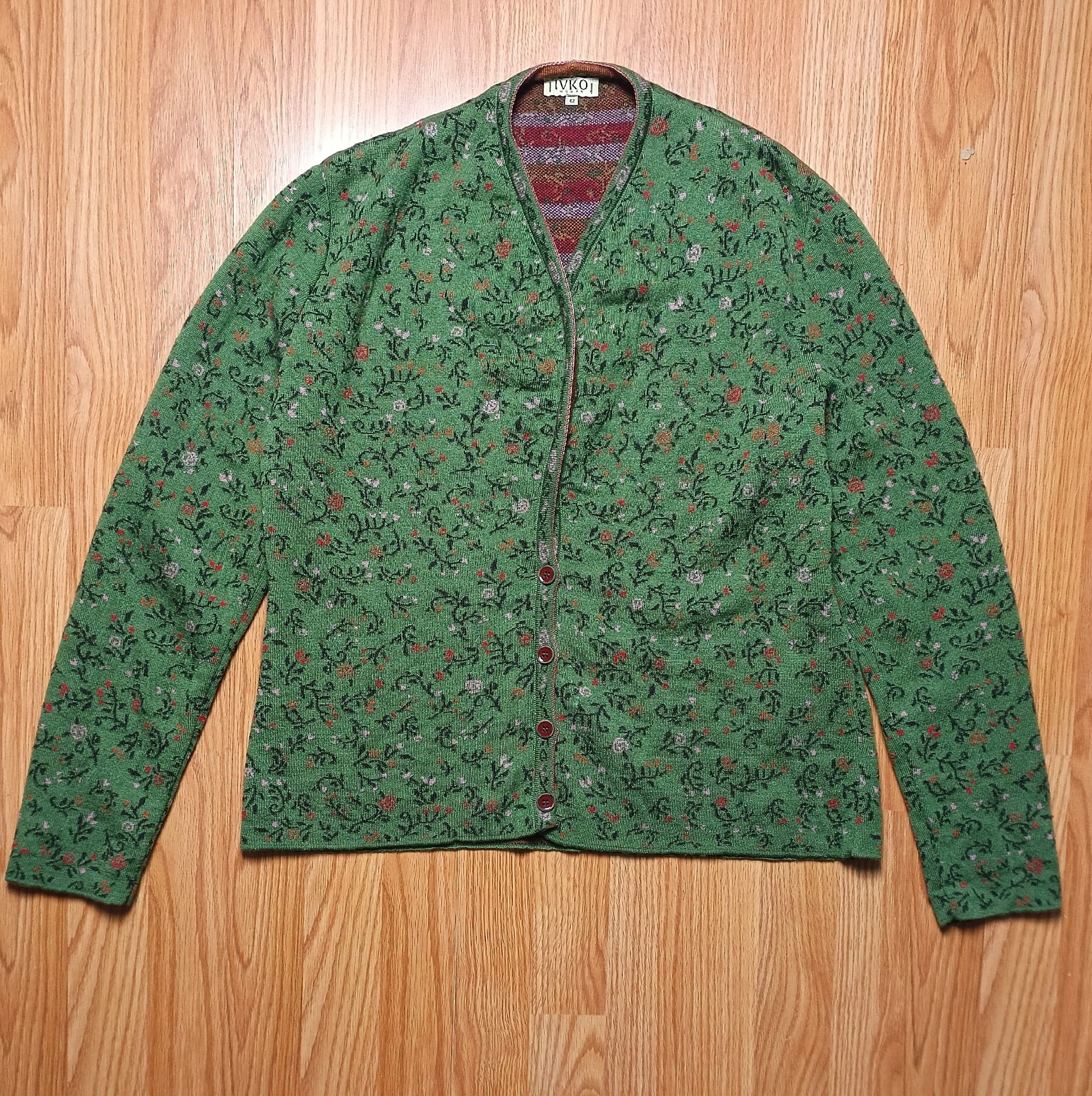 Designer IVKO Wool Jacquard Jacket Cardigan with Collar Size EU42 Size XL / US 12-14 / IT 48-50 - 5 Thumbnail