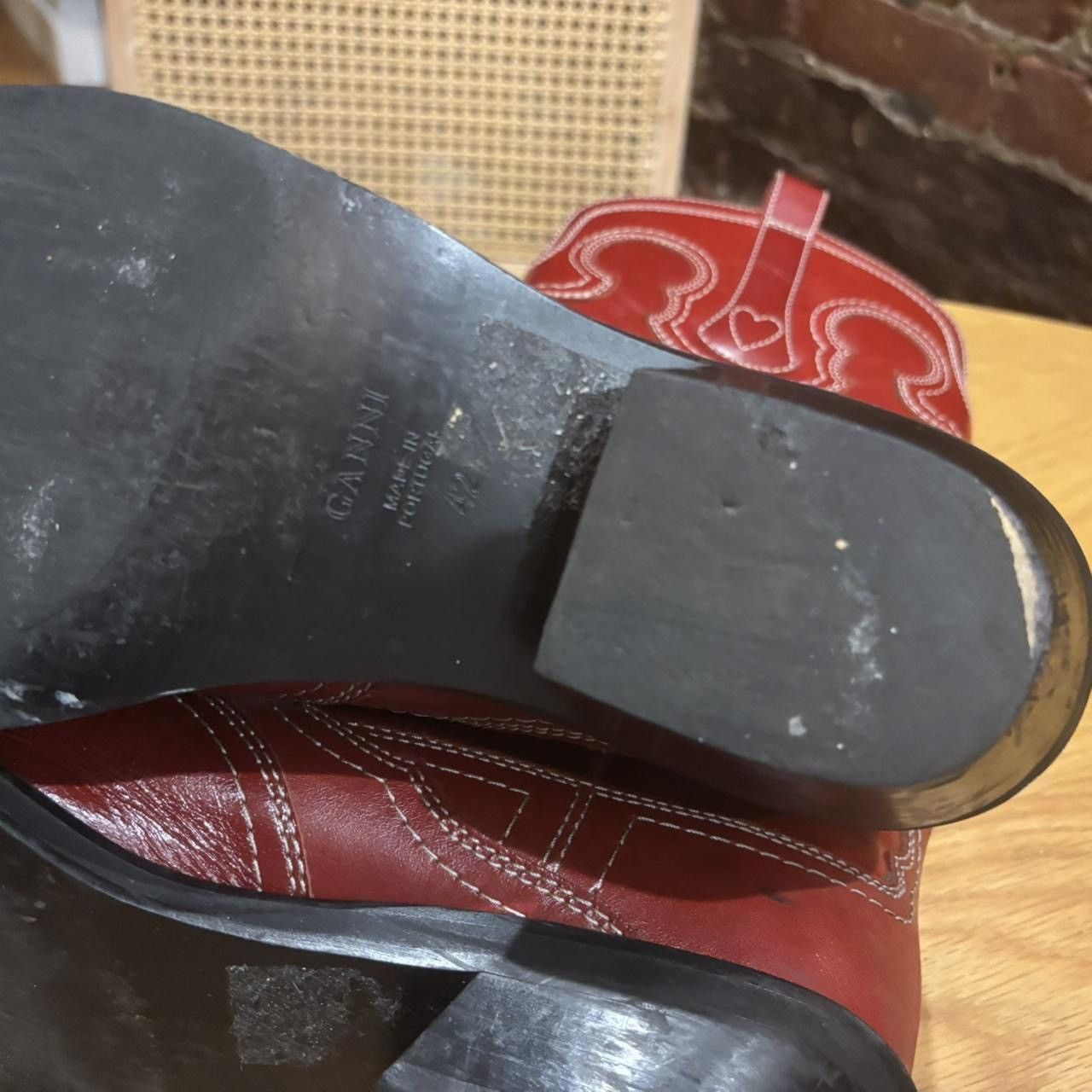Ganni Ganni red leather western boots Size US 12 / IT 42 - 3 Thumbnail