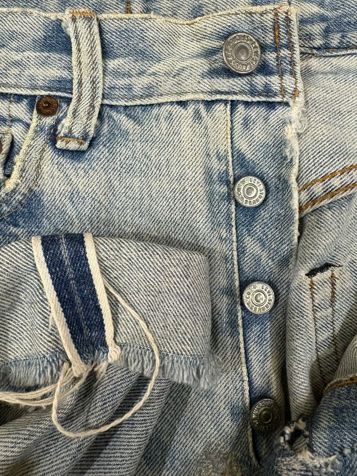 Levi's Vintage 70s Levis 501 Selvedge Distress Jean Shorts Button 6 Size US 27 - 6 Thumbnail