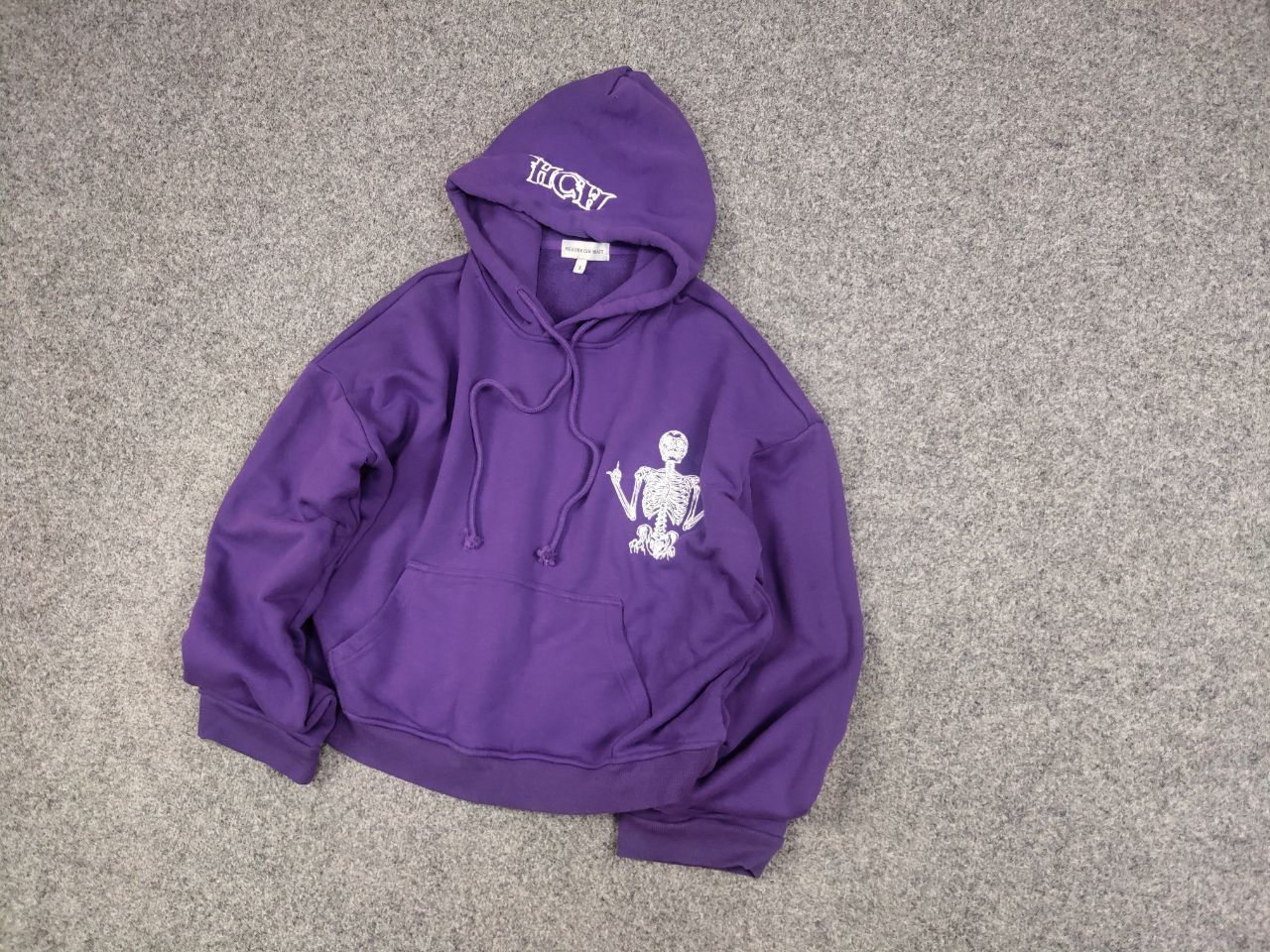 Japanese Brand Heaven Can Wait Design cropped Purple Skeleton Logo Hoodie Size US S / EU 44-46 / 1 - 6 Thumbnail