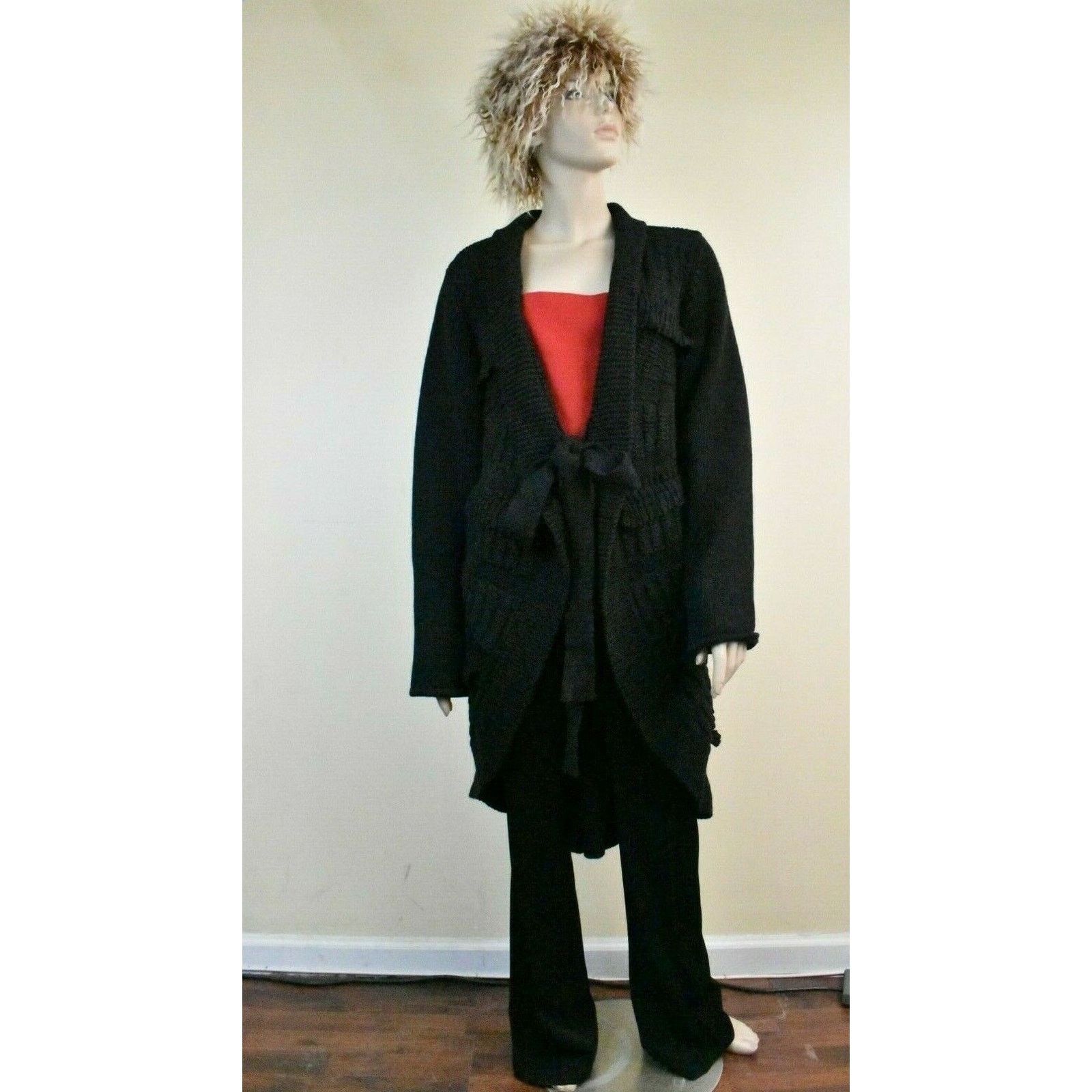 Valentino VALENTINO BLACK WOOL KNIT SWEATER LONG CARDIGAN COAT M IT Size M / US 6-8 / IT 42-44 - 1 Thumbnail