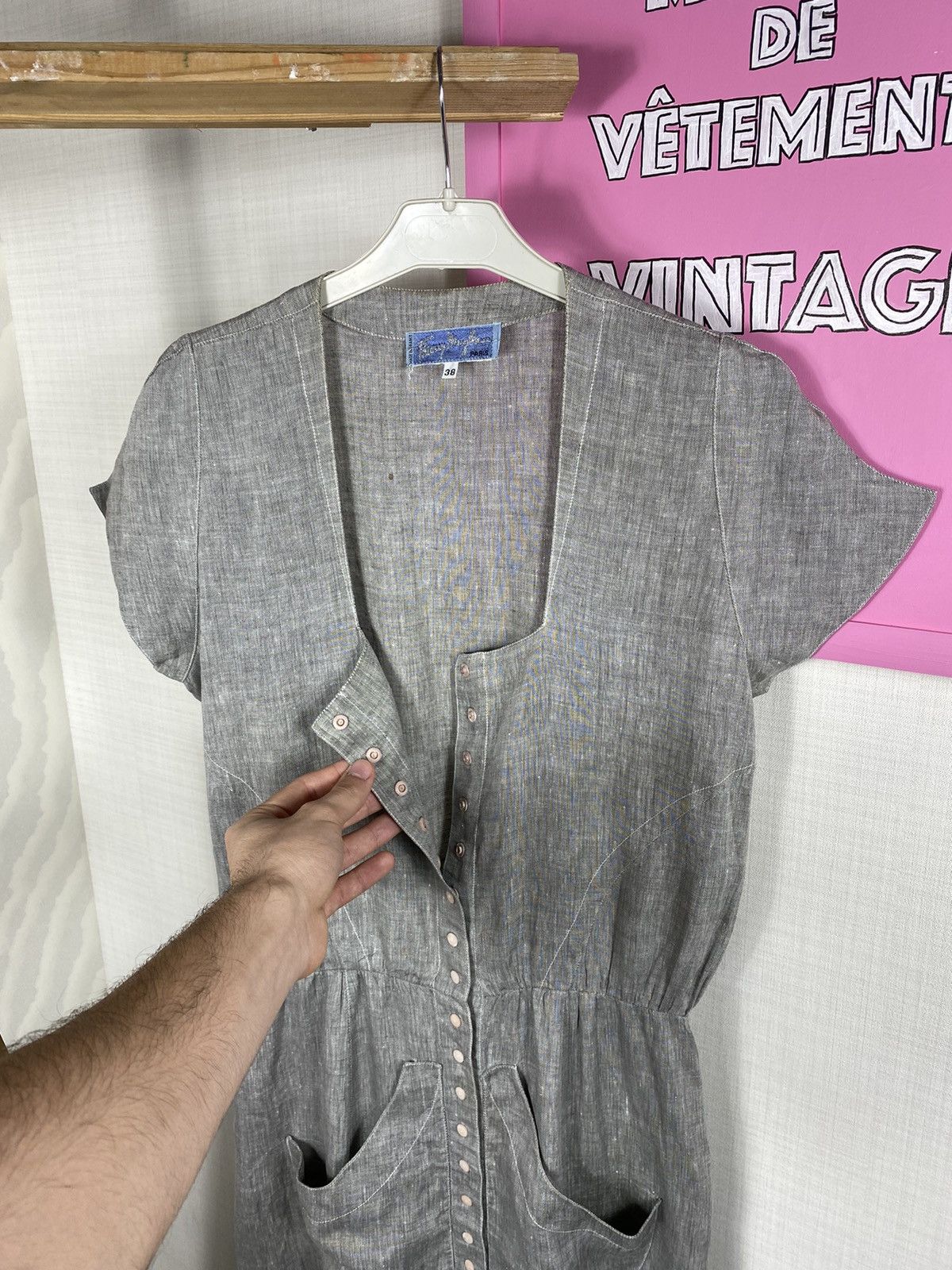 Thierry Mugler × Vintage Thierry Mugler Linen Dress Size S / US 4 / IT 40 - 12 Thumbnail