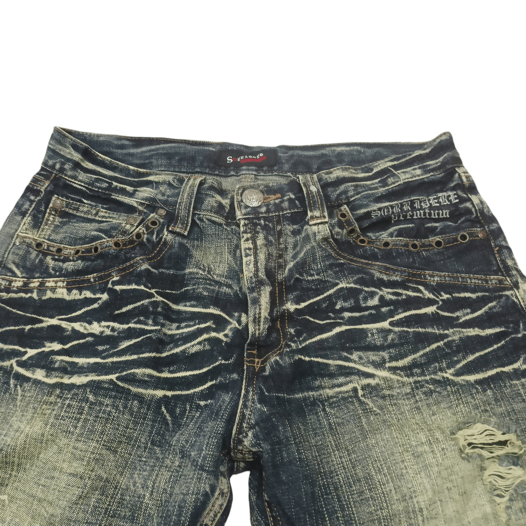 If Six Was Nine 💥Insane💥 Sick Sorridere Japan Flared Distressed Jeans Size US 30 / EU 46 - 3 Thumbnail
