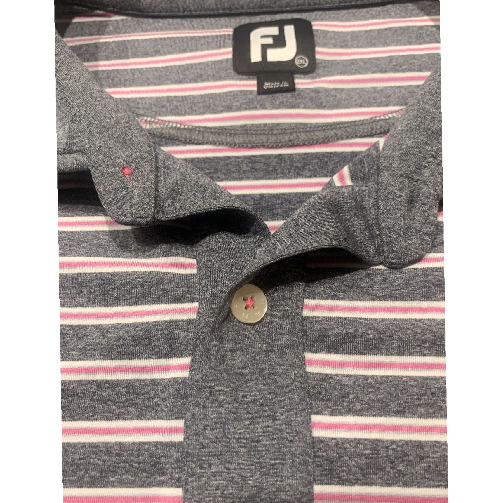 Footjoy FootJoy Mens Golf Polo Shirt Gray Striped 2XL Moisture Wicking Mens Size US XXL / EU 58 / 5 - 5 Thumbnail