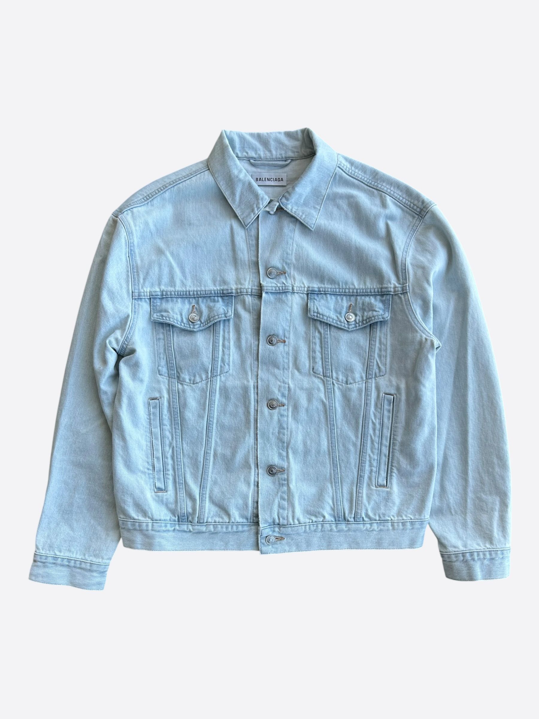 Balenciaga Balenciaga Blue Embossed Logo Women's Denim Jacket Size L / US 10 / IT 46 - 2 Thumbnail